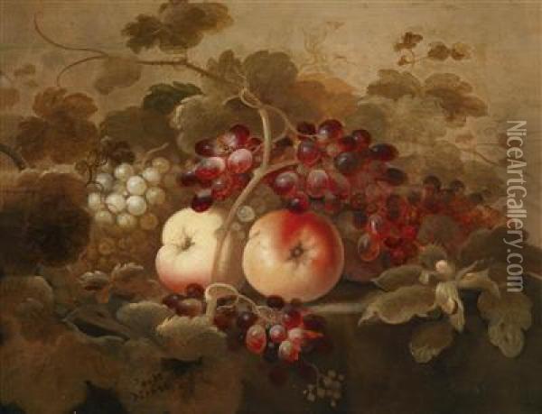 A Still Life Of Fruit With Grapes Oil Painting - Roloef Koets