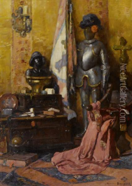 Interior With Bust And Armour Oil Painting - Maurice Bompard