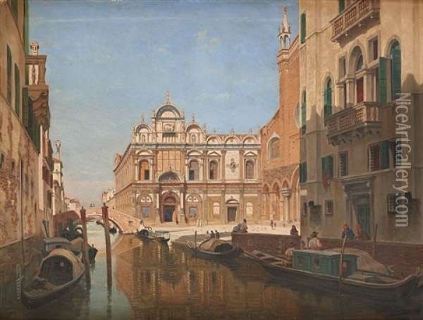 Vue De Venise Animee Oil Painting - Franz Van Den Hove