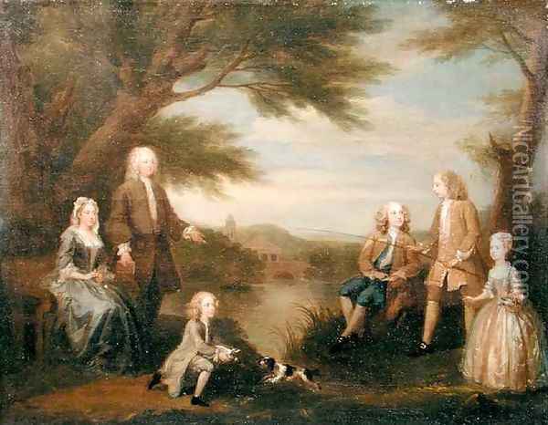 John and Elizabeth Jeffreys and their Children Oil Painting - William Hogarth