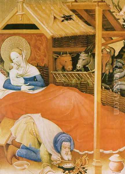 The Birth of Christ, 1404 Oil Painting - Conrad von Soest