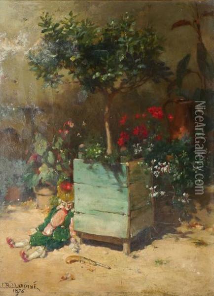 Le Pantin Dans Un Coin De Jardin Oil Painting - Jules Frederic Ballavoine