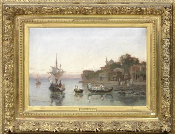 Au Bord Du Bosphorus (pair) Oil Painting - Germain Fabius Brest