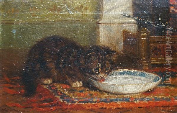 A Fireside Meal Oil Painting - John Wilson Hepple