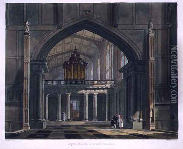 Ante-Chapel of Eton College, from History of Eton College, part of History of the Colleges, engraved by Daniel Havell 1785-1826 pub. by R. Ackermann, 1816 Oil Painting - Augustus Charles Pugin