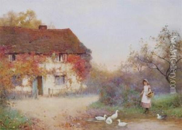 Autumn In Devon Oil Painting - Benjamin D. Sigmund