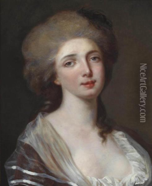 Portrait Of A Lady Oil Painting - Jacques Antoine Vallin