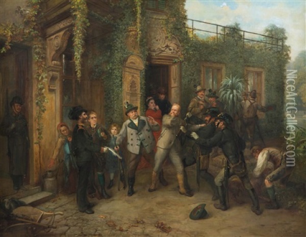 Der Befehl Zur Verhaftung (die Festnahme Eines Hochstaplers) Oil Painting - Eduard Swoboda