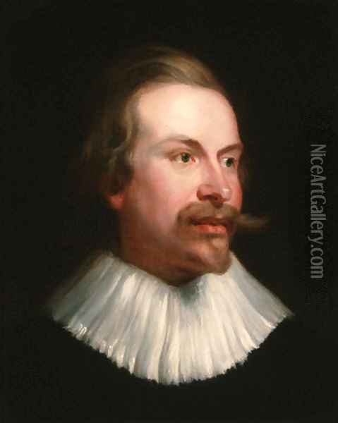 Portrait of a gentleman, head and shoulders, in a white ruff Oil Painting - Sir Anthony Van Dyck