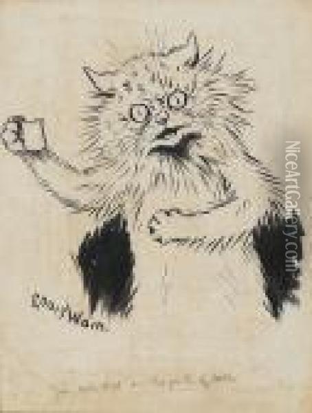 You Call That A Ha'penth Of Milk? Oil Painting - Louis William Wain