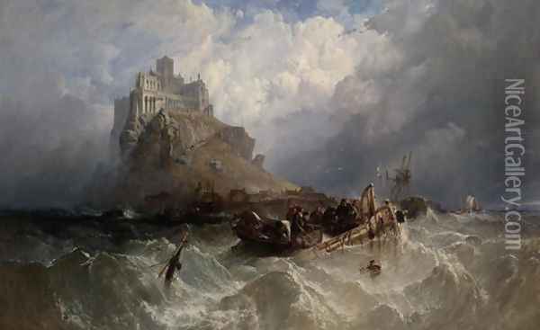Mount St. Michael, Cornwall, 1830 Oil Painting - William Clarkson Stanfield