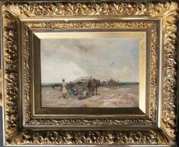 Mussel Gatherers, Brittany Coast Oil Painting - Robert McGregor