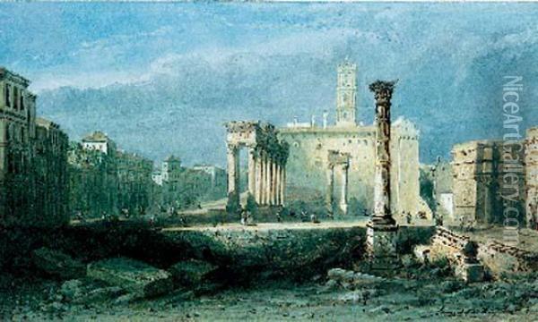 Ruines Romaines Oil Painting - Ernest Ciceri