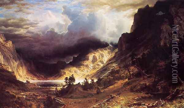 A Storm In The Rocky Mountains Mr Rosalie Oil Painting - Albert Bierstadt