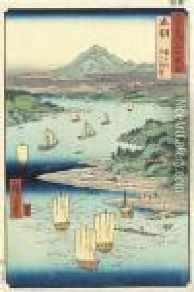 Two Prints, Inokashira No Ike, Benten No Yashiro Oil Painting - Utagawa or Ando Hiroshige