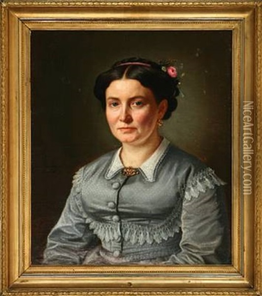 Portrait Of Johan Georg Heinrich Ludwig Tonnies (+ Portrait Of His Wife Friedericke Caroline Emma Tonnies, Nee Muller; Pair) Oil Painting - Leopold (Friedrich Hermann) Hartmann