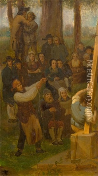 Retablissement Du Culte Oil Painting - Wolfgang Adam Toepffer
