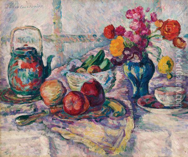 Pommes Et Fleurs Oil Painting - Lucie Cousturier