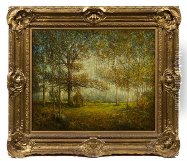 Untitled (forest Scene) Oil Painting - Hudson Mindell Kitchell
