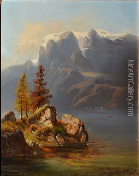 Lac De Montagne Oil Painting - Ludwig Neelmeyer
