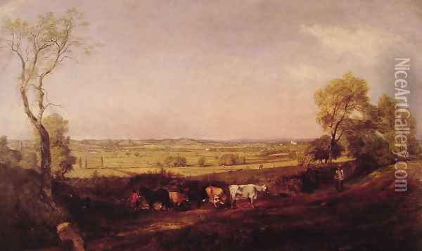Dedham Vale Morning Oil Painting - John Constable