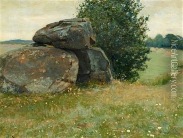 Summer's Day With A Cromlech Oil Painting - Hans Andersen Brendekilde