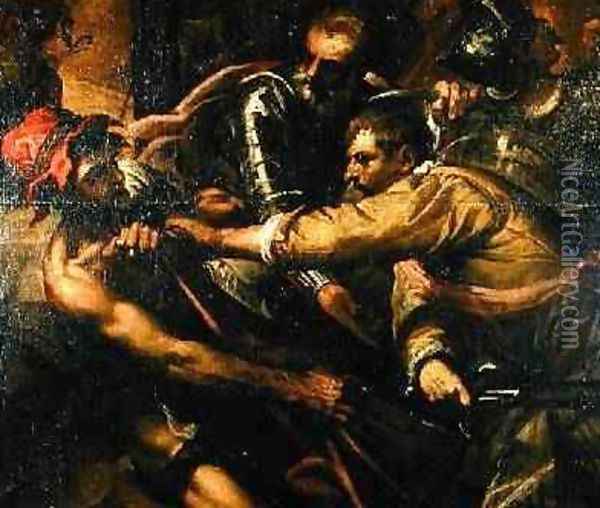 Soldiers disputing clothes Oil Painting - Palma Vecchio (Jacopo Negretti)