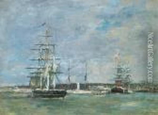 Le Havre. Un Bassin Oil Painting - Eugene Boudin