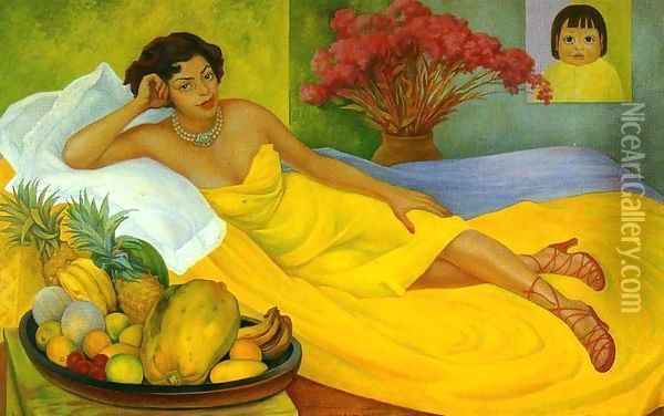 Portrait of Sra Dona Elena Flores de Carrillo (Retrato de la Sra Dona Elena Flores de Carrillo) 1953 Oil Painting - Diego Rivera