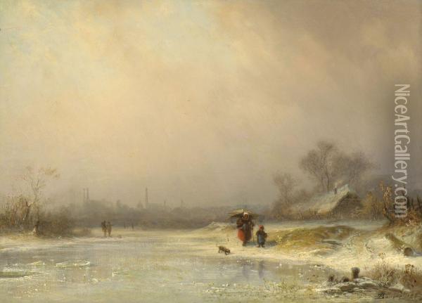 Winterliche Isarlandschaft Bei Munchen Oil Painting - Dietrich Langko