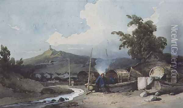 Boat Dwellings, Macao, China Oil Painting - George Chinnery