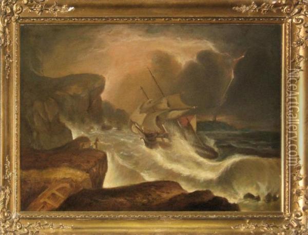 Wreckers In A Storm Oil Painting - William Clarkson Stanfield