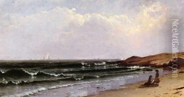 Children at the Seashore Oil Painting - Alfred Thompson Bricher