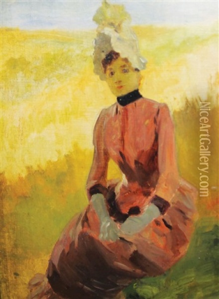 Femme Assise Oil Painting - Jules Cheret