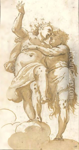 Two Allegorical Figures Oil Painting - Francesco Maffei
