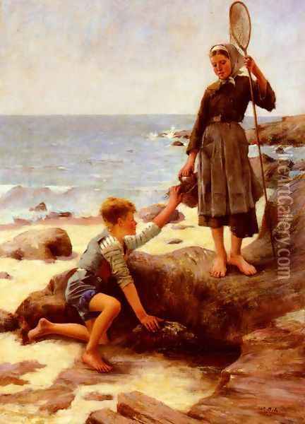 Les Enfants Pecheurs (The Fisherman's Children) Oil Painting - Jules Bastien-Lepage