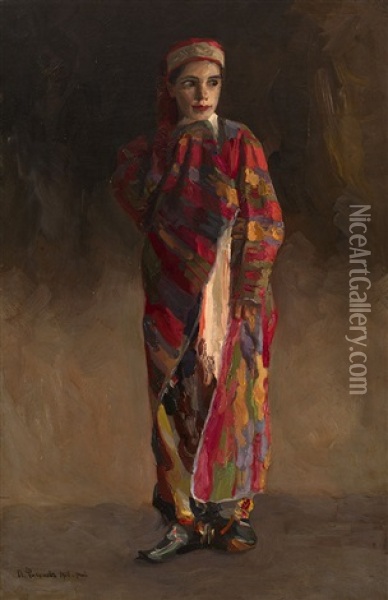 Girl In Oriental Clothes Oil Painting - Pavel Nikolaevich Filonov