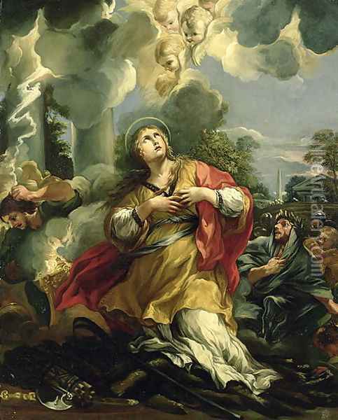 The Vision of St. Barbara Oil Painting - Pietro Da Cortona (Barrettini)