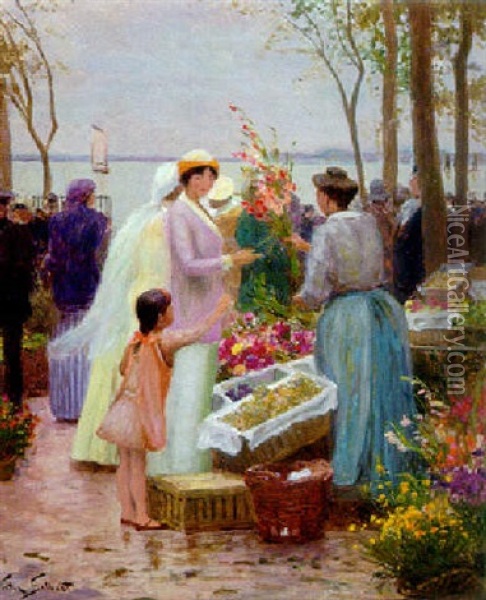 The Flower Seller Of Crotoy Oil Painting - Victor Gabriel Gilbert