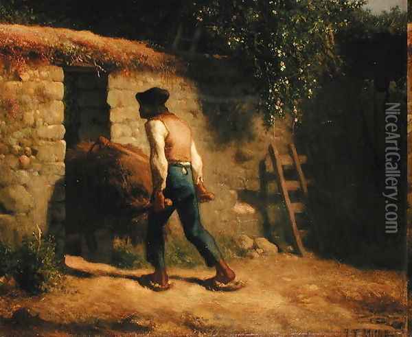 Peasant with a Wheelbarrow, 1848-5 Oil Painting - Jean-Francois Millet