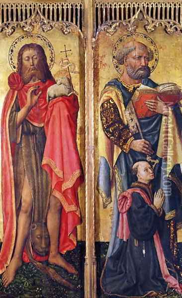 St. John the Baptist and St. Peter, from the Altarpiece of Pierre Rup, c.1450 Oil Painting - Anonymous Artist