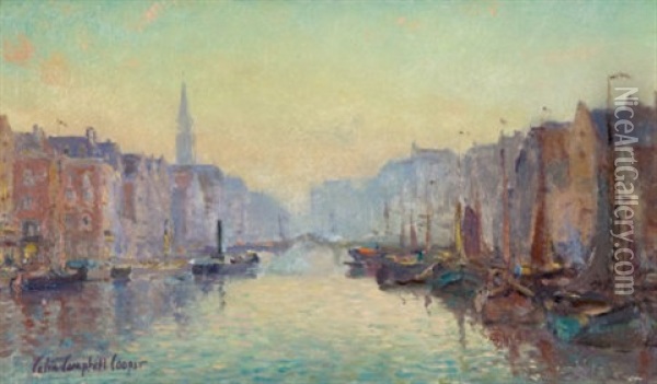 A Canal In Rotterdam Oil Painting - Colin Campbell Cooper