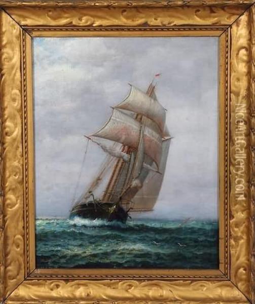 Seascape Wtith Ship Oil Painting - James Gale Tyler