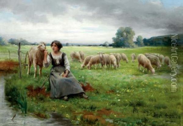 The Young Shepherdess Oil Painting - Georges Laugee