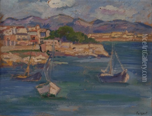 Spanische Kuste Mit Segelbooten Oil Painting - Robert Eckert