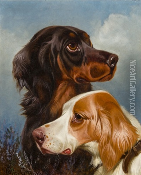 Setters And Pointers (2 Works) Oil Painting - Colin Graeme