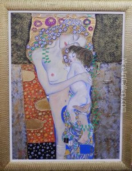 Mother And Child Oil Painting - Gustav Klimt