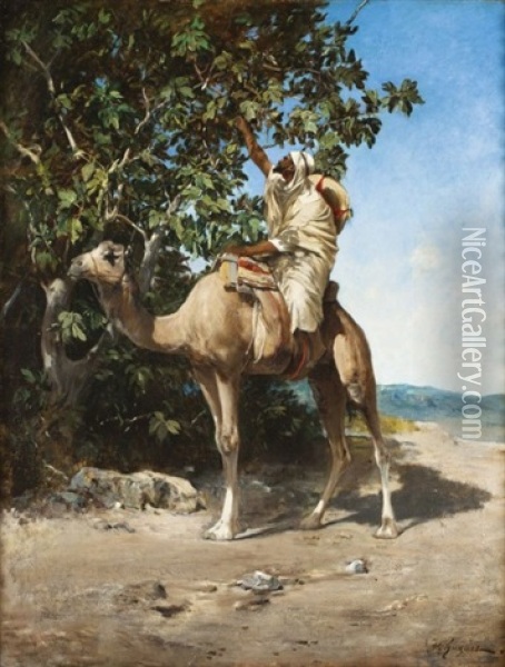 Chamelier Cueillant Des Figues Oil Painting - Victor Pierre Huguet