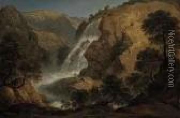 The Marmore Falls At Terni, Umbria Oil Painting - John Glover