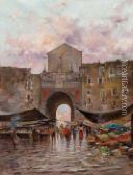 Mercato Di Porta Capuana Oil Painting - Oscar Ricciardi